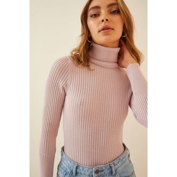 Bigdart 10311 Pembe Balıkçı Yaka Kadın Triko Kazak