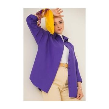 Bigdart 103901 Oversize Basic Mor Kadın Tesettür Gömlek