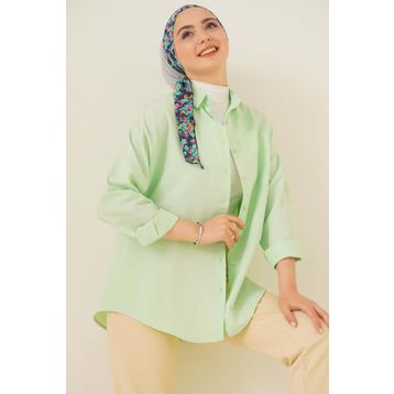 Bigdart 103901 Oversize Basic Yeşil Kadın Tesettür Gömlek