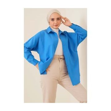 Bigdart 103901 Saks Oversize Basic Tesettür Kadın Gömlek