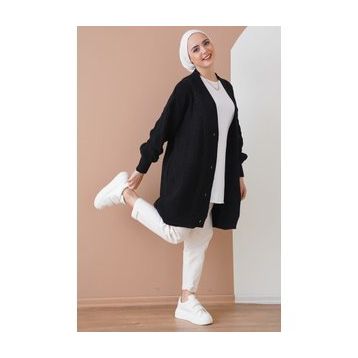 Bigdart 15768 Siyah Kadın Tesettür Triko Hırka