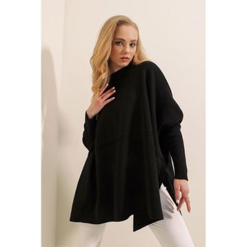 Bigdart 15783 Siyah Yırtmaçlı Panço Kadın Kazak