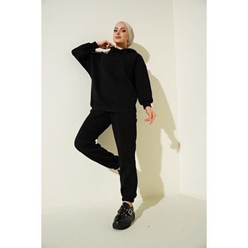 Bigdart 55434 Siyah Oversize Kadın Eşofman Takımı