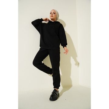 Bigdart 55434 Siyah Oversize Kadın Eşofman Takımı