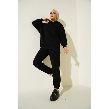 Bigdart 55434 Siyah Oversize Kadın Eşofman Takımı
