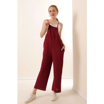 Bigdart 7019 Bordo Askılı Bahçıvan Kadın Tulum