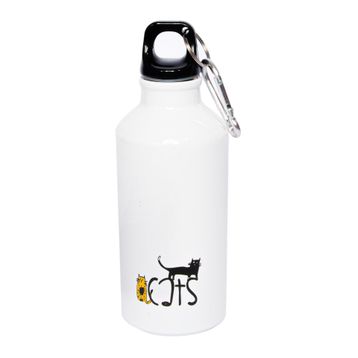 Biggdesign Cats Karabinerli Alüminyum 400 ml Beyaz Matara