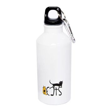 Biggdesign Cats Karabinerli Alüminyum 400 ml Beyaz Matara