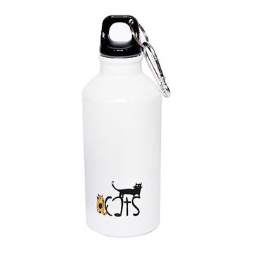 Biggdesign Cats Karabinerli Alüminyum 400 ml Beyaz Matara