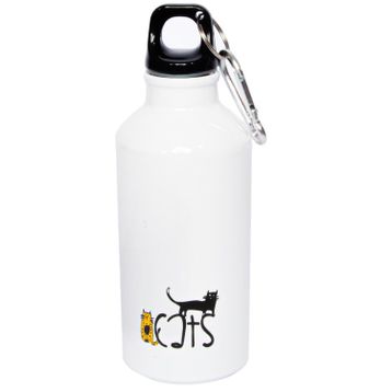 Biggdesign Cats Karabinerli Alüminyum 400 ml Beyaz Matara