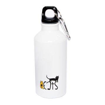 Biggdesign Cats Karabinerli Alüminyum 400 ml Beyaz Matara