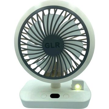 Bigmate HR002 Beyaz Mini Masa Fanı Taşınabilir Serinletici Işıklı Şarjlı 4 Kademeli Döner Başlıklı Vantilatör