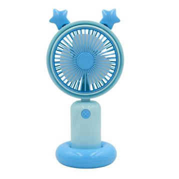 Bigmate YM88178 Mavi Mini El Fanı Taşınabilir Serinletici Işıklı Şarjlı 2 Kademeli Hız Ayarı Vantilatör