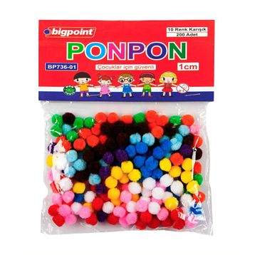 Bigpoint 1 cm 10 Renk 200'lü Poşet Ponpon