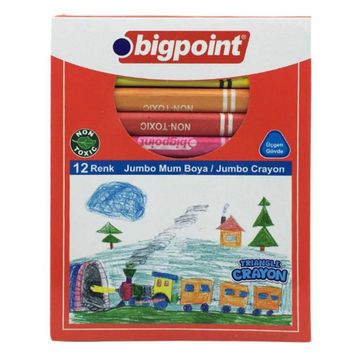 Bigpoint 12 Renk Jumbo Üçgen Mum Boya