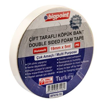 Bigpoint 19 mm 5 mt Çift Taraflı Köpük Bant