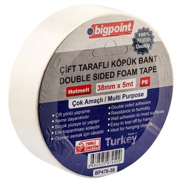 Bigpoint 38 mm 5 mt Çift Taraflı Köpük Bant