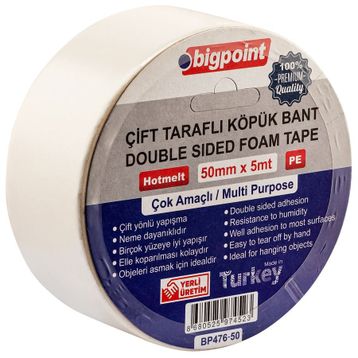 Bigpoint 50 mm 5 mt Çift Taraflı Köpük Bant