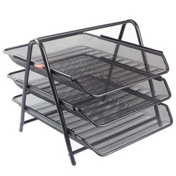 Bigpoint BP41395 3'lü Siyah Metal Perfore Evrak Rafı