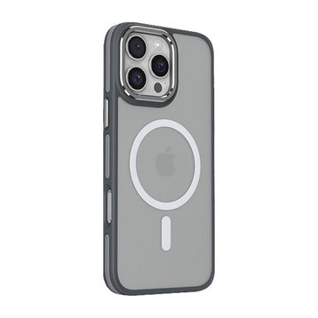 Bikapak Magstyle Apple Uyumlu iPhone 16 Pro Max Gri Kapak Kılıf