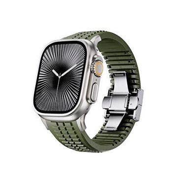 Bikordon Apple Watch Ultra Uyumlu Aqualink Vanguard Gray Yeşil Akıllı Saat Kordon