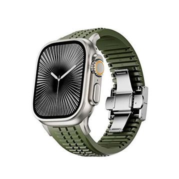 Bikordon Apple Watch Ultra Uyumlu Aqualink Vanguard Gray Yeşil Akıllı Saat Kordon
