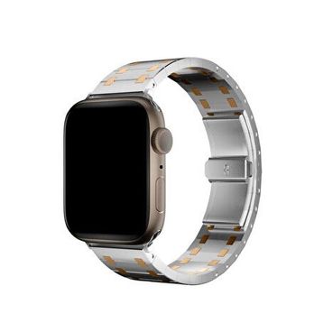 Bikordon Apple Watch Uyumlu Royal Edition Gri Roz Çelik Unisex Akıllı Saat Kordon