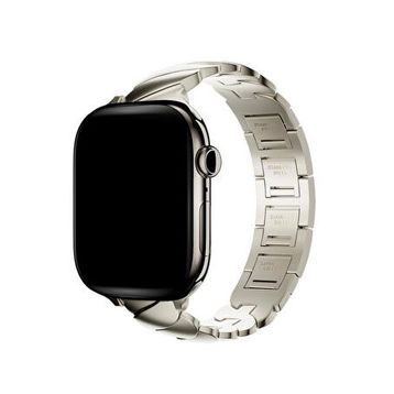 Bikordon Apple Watch Uyumlu Starlight Aurina Bej Loop Çelik Akıllı Saat Kordon