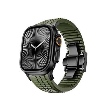 Bikordon Aqualink Apple Watch Ultra Uyumlu Vanguard Black Silikon Akıllı Saat Kordon