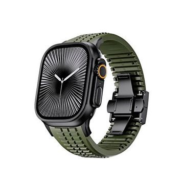 Bikordon Aqualink Apple Watch Ultra Uyumlu Vanguard Black Silikon Akıllı Saat Kordon