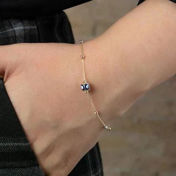 Bilezikhane Dorika Toplu Göz Boncuklu Altın Bileklik