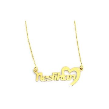Bilezikhane İsim Kalpli 3.31 Gram 14 Ayar Altın Kolye