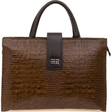 Bilik Deri BLM093045 Toprak Kroko-Kahve Deri Unisex Laptop ve Evrak Çantası
