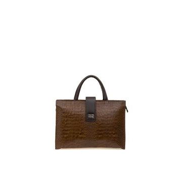 Bilik Deri BLM093045 Toprak Kroko-Kahve Deri Unisex Laptop ve Evrak Çantası