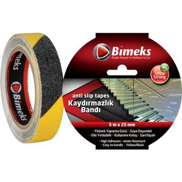 Bimeks 5 mt x 25 Sarı/siyah Kaydırmaz Bant