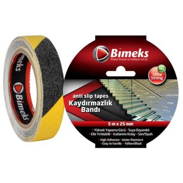 Bimeks 5 mt x 25 Sarı/siyah Kaydırmaz Bant