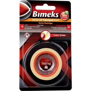 Bimeks Bez Dokulu Lif Takviyeli 19mm x 2mt 160 kg Şeffaf Bant