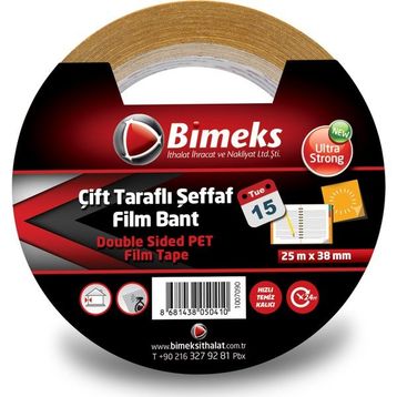 Bimeks Çift Taraflı 25 mt 38 mm Standart Şeffaf Bant