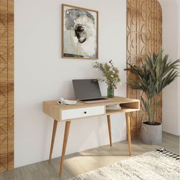 Bimossa S5120 Janus Sepet-Beyaz Çekmeceli Çalışma Masası