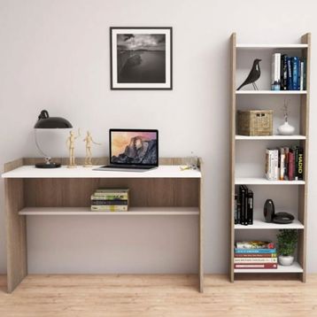 Bimossa T7020 Ceviz Beyaz Mahpeyker Kitaplık ve Çalışma Masası