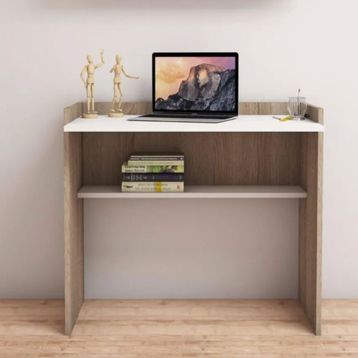 Bimossa V1020 Nakşidil Raflı Ceviz/Beyaz Çalışma Masası