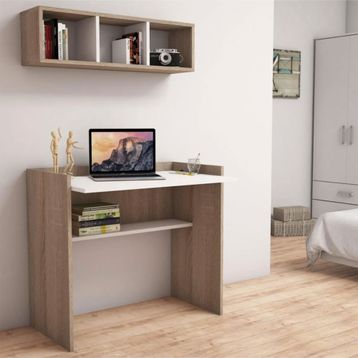 Bimossa V1020 Nakşidil Raflı Ceviz/Beyaz Çalışma Masası