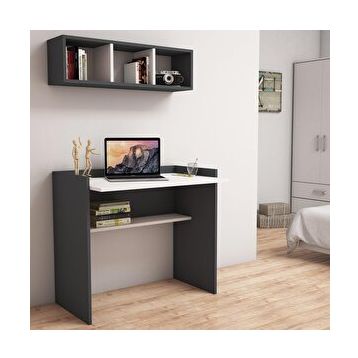 Bimossa V1030 Nakşidil Raflı Antrasit/Beyaz Çalışma Masası