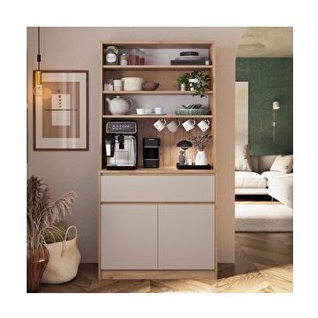 Bimossa Y3020 Alba 90 cm Krem Kumtaşı Sepet Kasalı Mutfak Dolabı