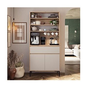 Bimossa Y6020 Alba 90 cm Krem Kumtaşı Sepet Kasalı Mutfak Dolabı