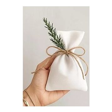 Bimotif Bağcıklı 10x15 cm 10 Adet Düz Beyaz Ham Bez Kese