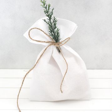 Bimotif Bağcıklı 10x15 cm 10 Adet Düz Beyaz Ham Bez Kese