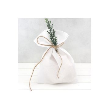 Bimotif Bağcıklı 10x15 cm 10 Adet Düz Beyaz Ham Bez Kese