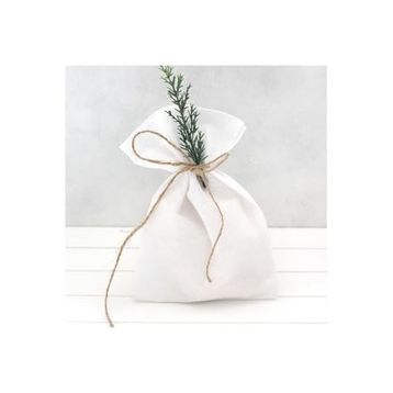 Bimotif Bağcıklı 10x15 cm 10 Adet Düz Beyaz Ham Bez Kese