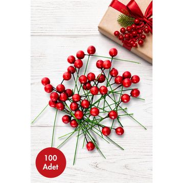 Bimotif Mini Telli Berry Kırmızı 100 Adet Süs